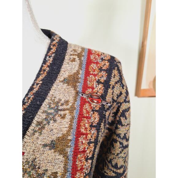 Buttercup Knitwear Women's 100% Wool Knitted Multi-Colored Sweater With Brooch - Picture 4 of 9